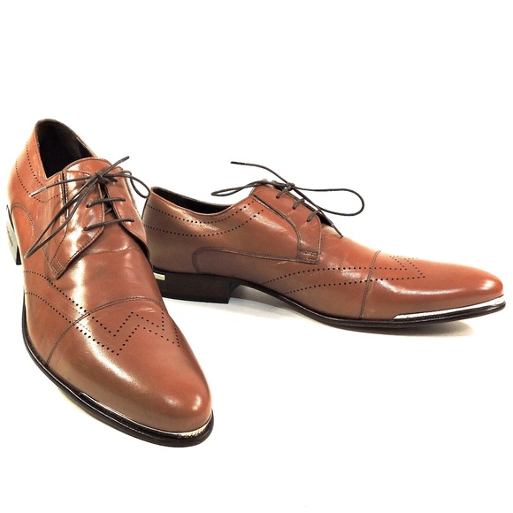 BALDININI 🇮🇹 MEN'S SOFT BROWN LEATHER COMFORT DRESS OXFORD SHOES - Picture 1 of 7